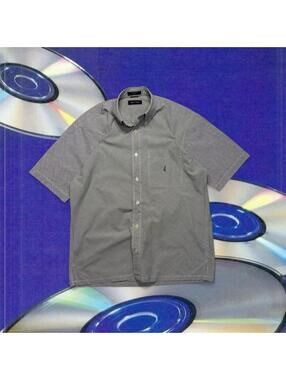 vintage skater indie 90s y2k Nautica white + black gingham button up shirt
